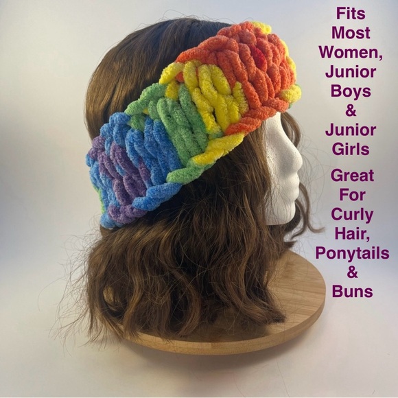 Handmade Women’s/Junior’s Winter Headband/Ear Wrap - Rainbow - Picture 1 of 9